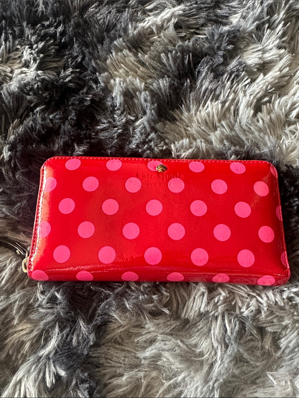 kate spade Red Wallet with Pink Polka Dots